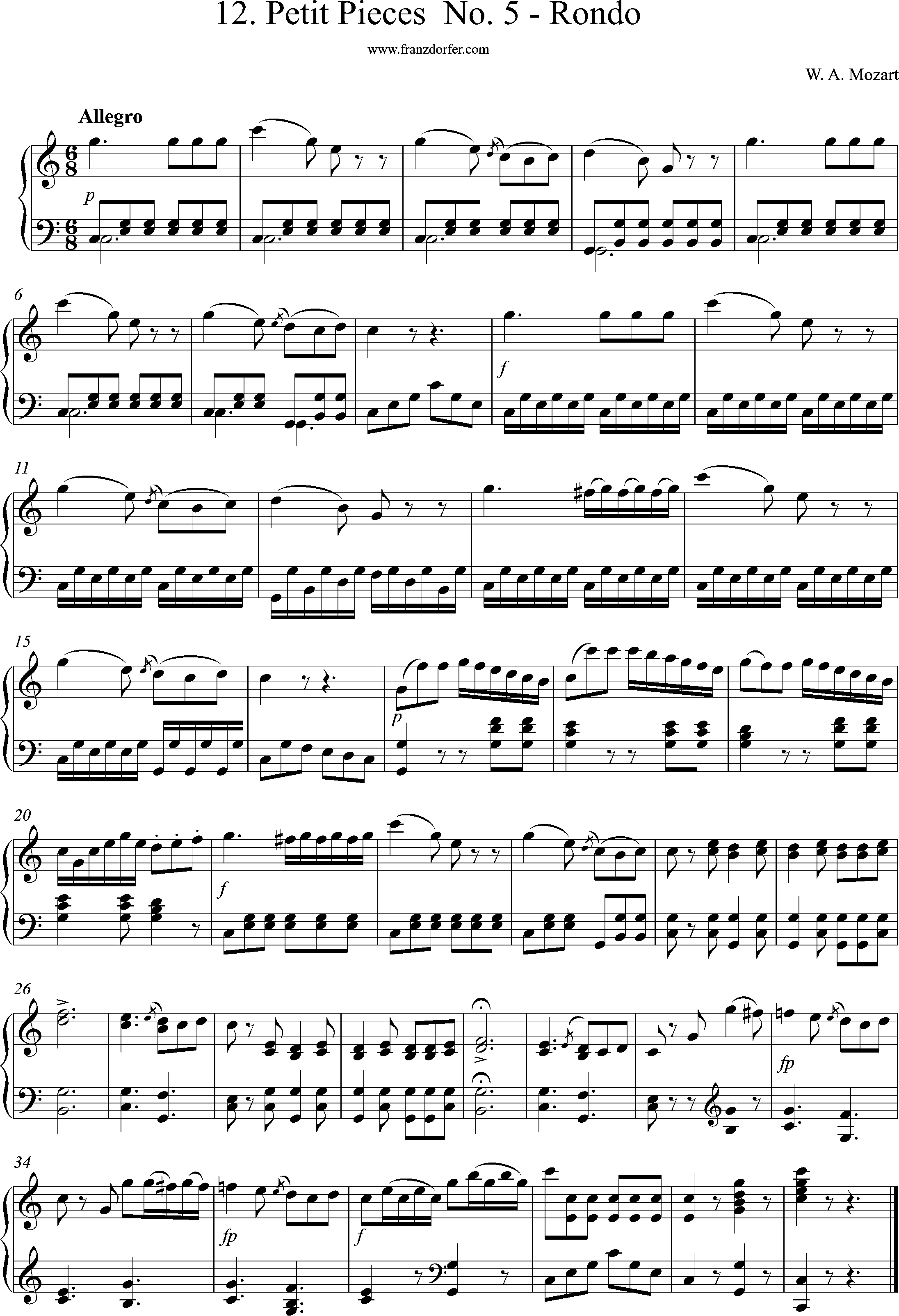 12 Pieces- C-Dur, Rondo, Mozart